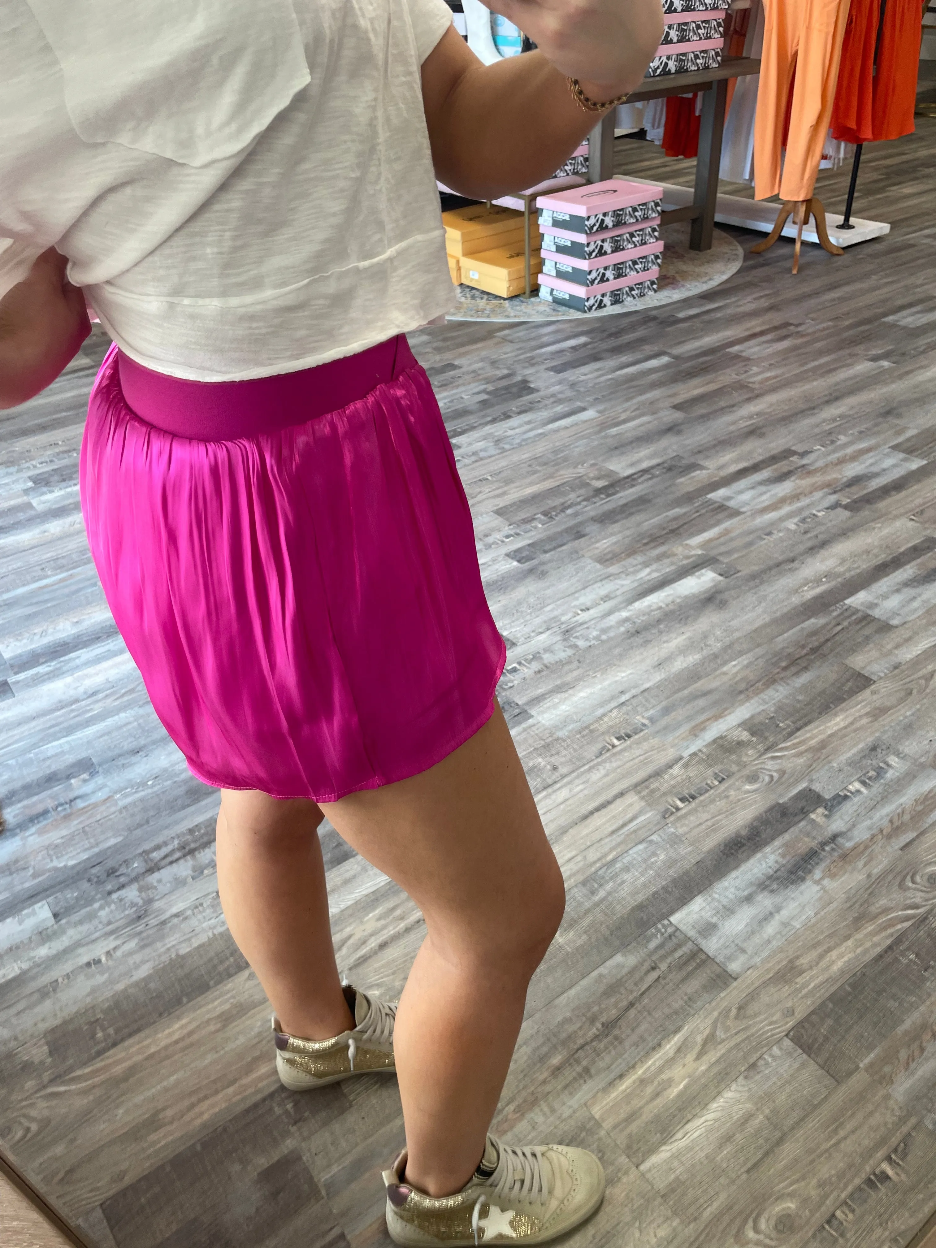 Shiny Crossover Shorts - Magenta