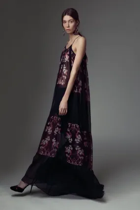 Silk chiffon tiered long maxi