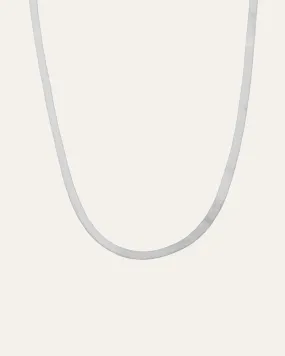 Silver Bold Herringbone Chain Necklace