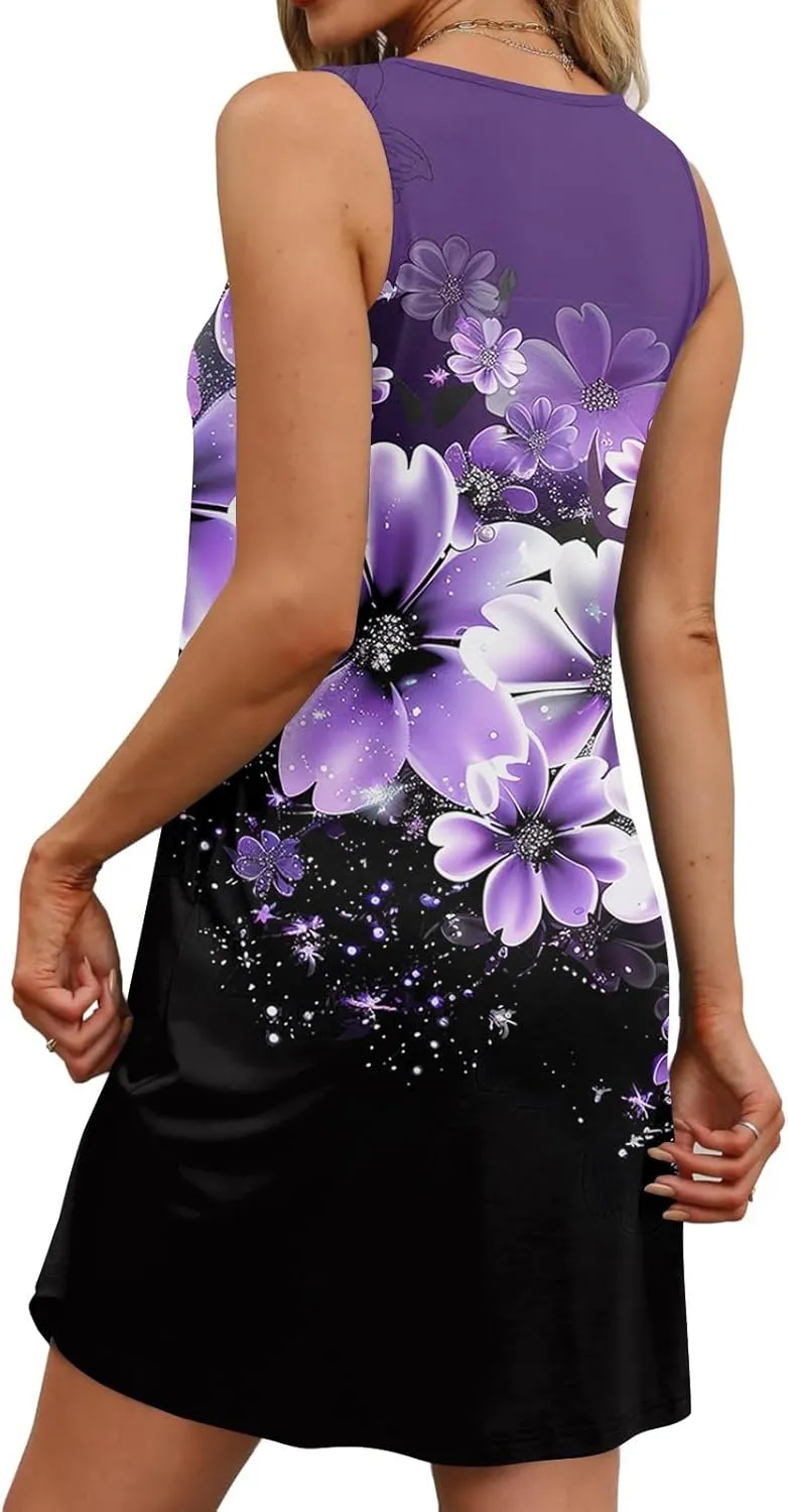 Spring Dresses for Women Sundresses Boho Dress Sleeveless Tank Dress Basic Short Dress Summer Flowy Beach Dresses