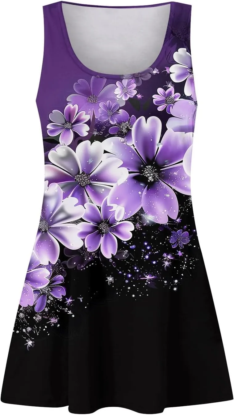 Spring Dresses for Women Sundresses Boho Dress Sleeveless Tank Dress Basic Short Dress Summer Flowy Beach Dresses