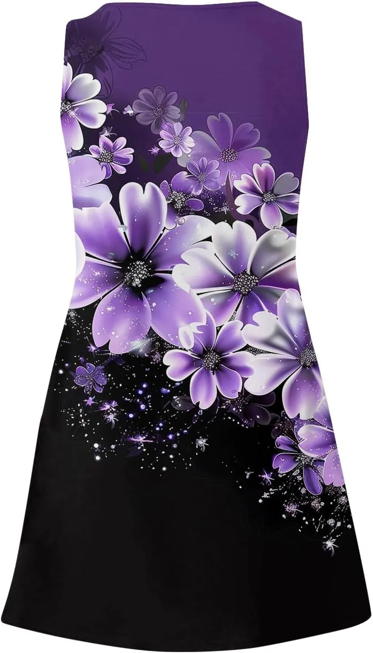 Spring Dresses for Women Sundresses Boho Dress Sleeveless Tank Dress Basic Short Dress Summer Flowy Beach Dresses
