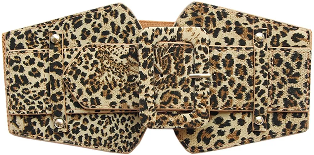 Stretchy Black Wide Waist Buckle Belt