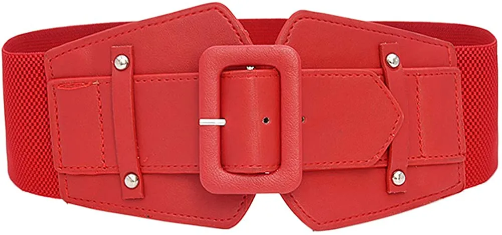 Stretchy Black Wide Waist Buckle Belt