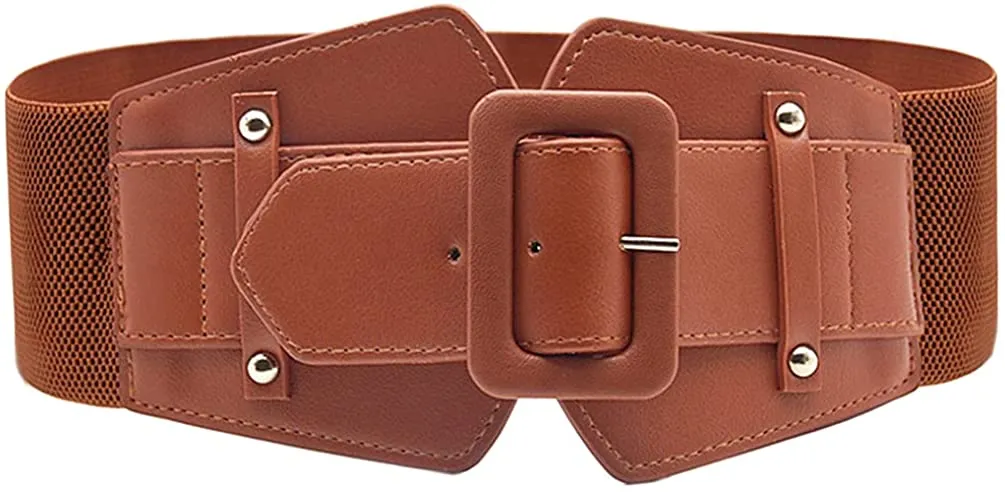 Stretchy Black Wide Waist Buckle Belt