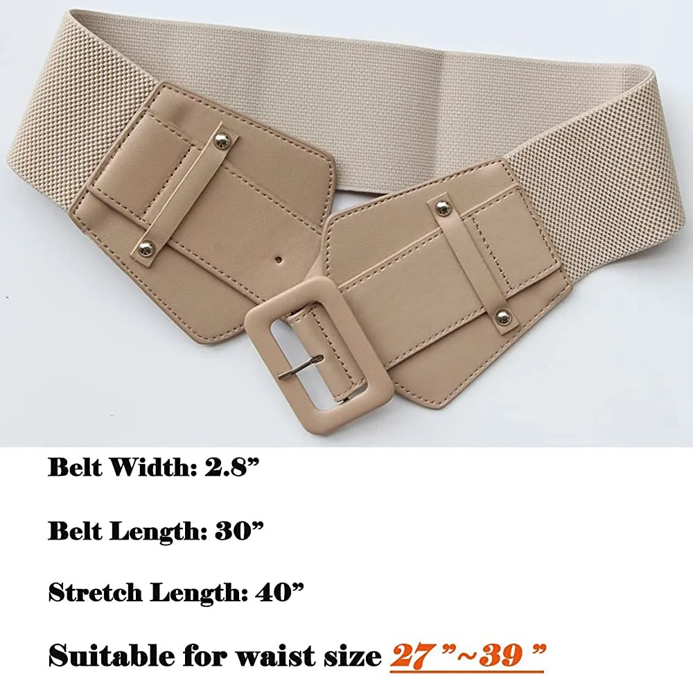 Stretchy Black Wide Waist Buckle Belt