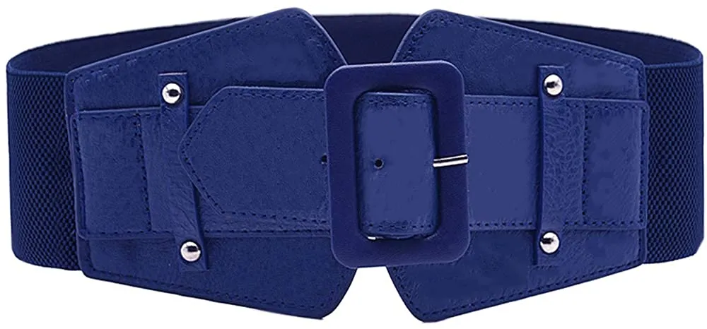 Stretchy Black Wide Waist Buckle Belt