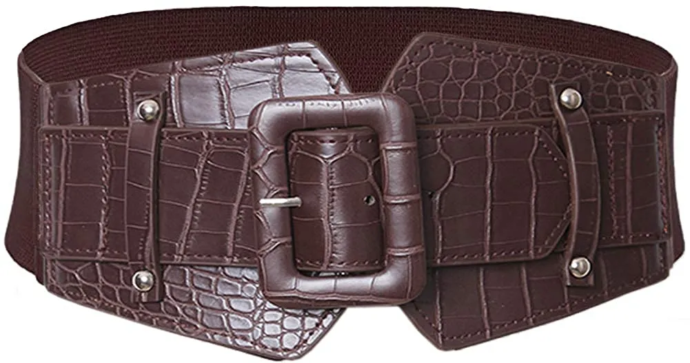 Stretchy Black Wide Waist Buckle Belt