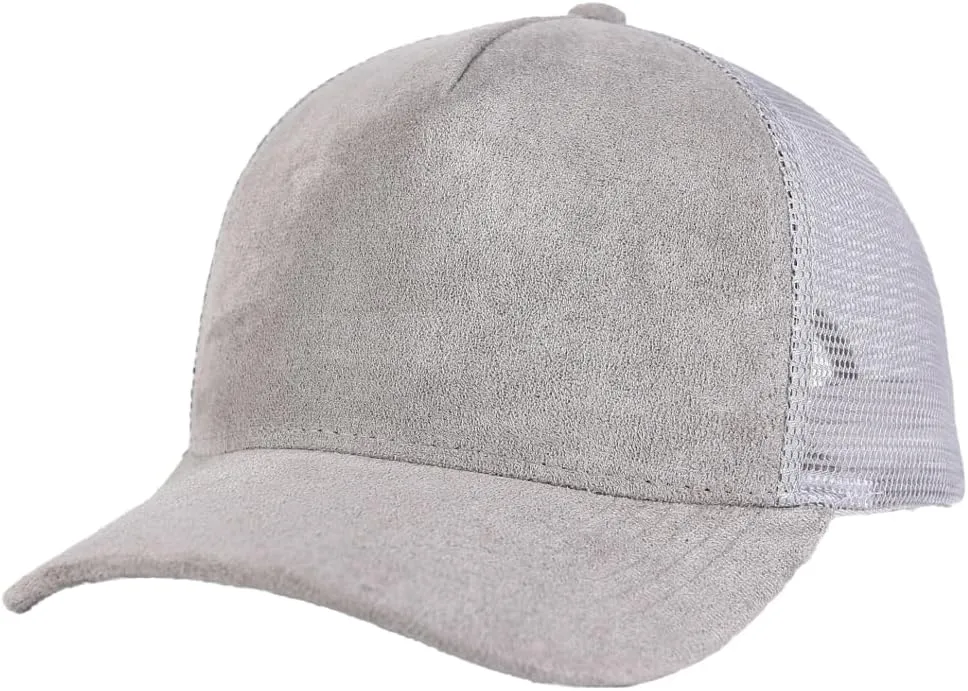 Trendy Trucker Hat Suede Mesh Back Baseball Cap for Men Women Summer Breathable Sport Caps Adjustable Snapback Hat 2025