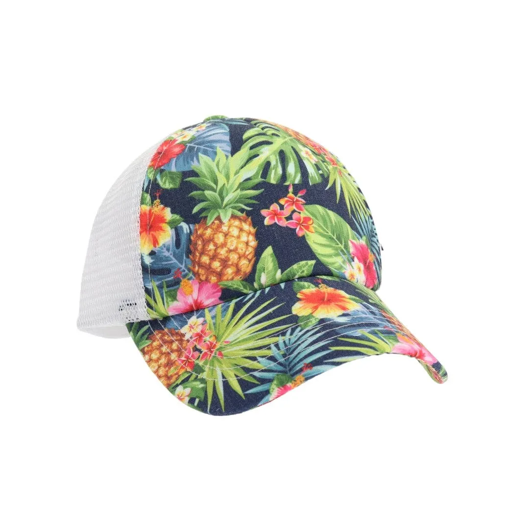 Tropical Print Criss Cross High Pony C.C Ball Cap