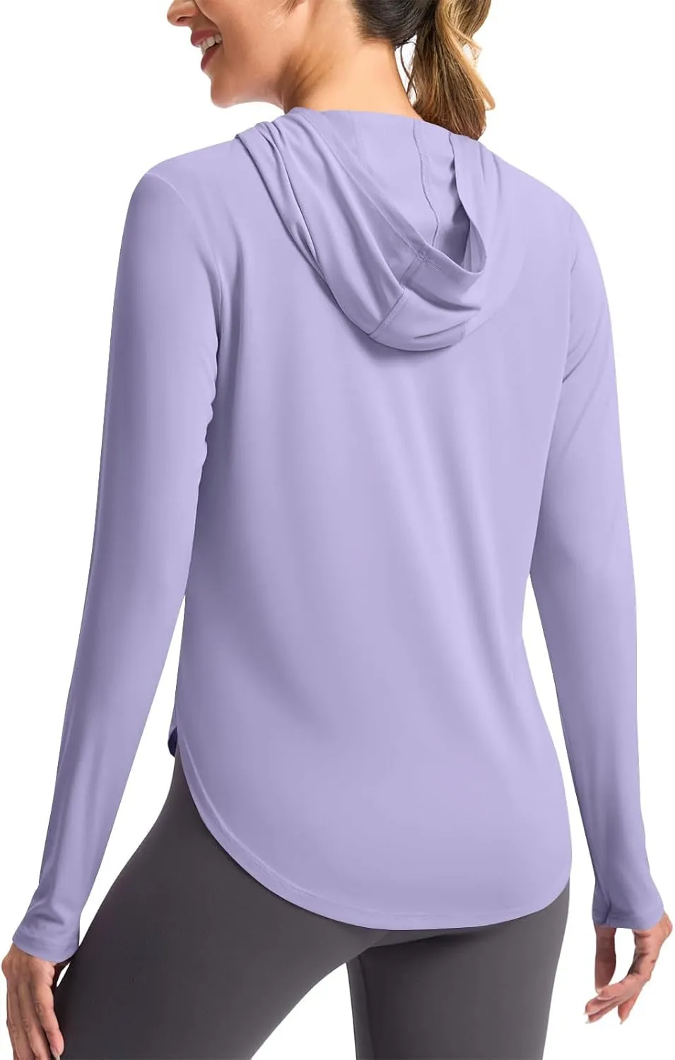 UPF 50  Women's Sun Shirt UV Protection Hoodie Lightweight Breathable Long Sleeve Outdoor Rash Guard Hooded T-Shirt