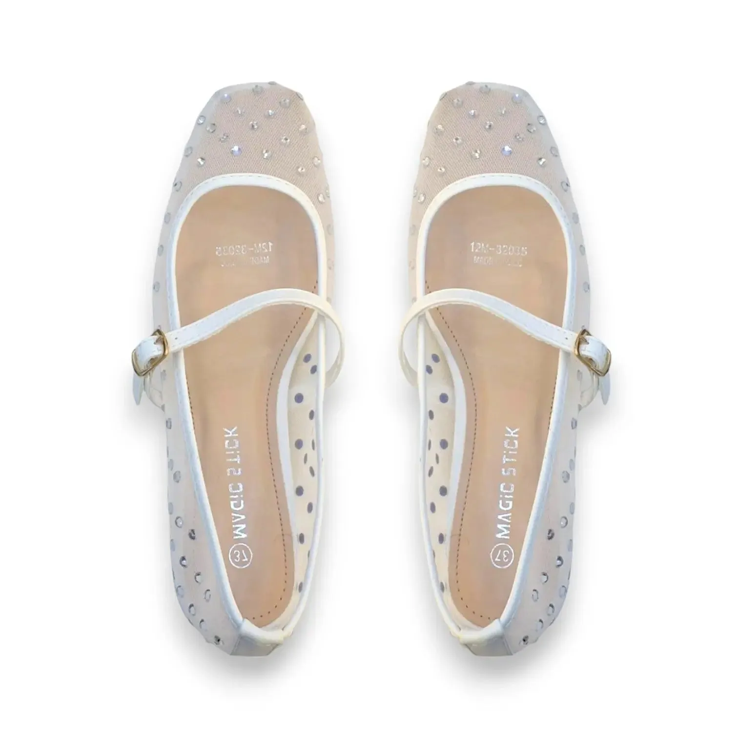 Women Mesh Flats Studded Sandals
