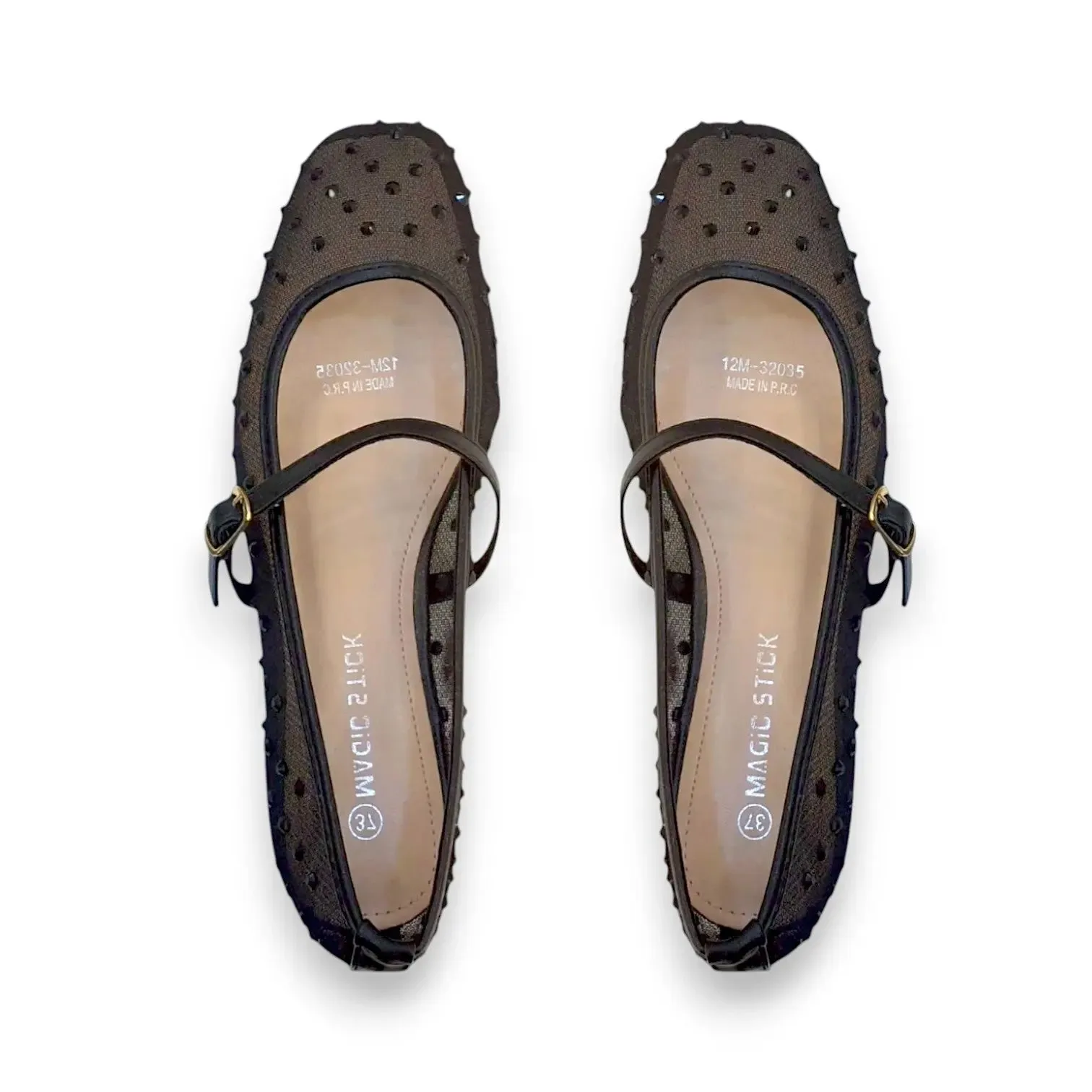 Women Mesh Flats Studded Sandals