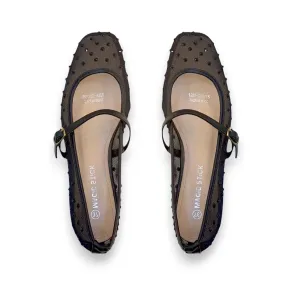 Women Mesh Flats Studded Sandals