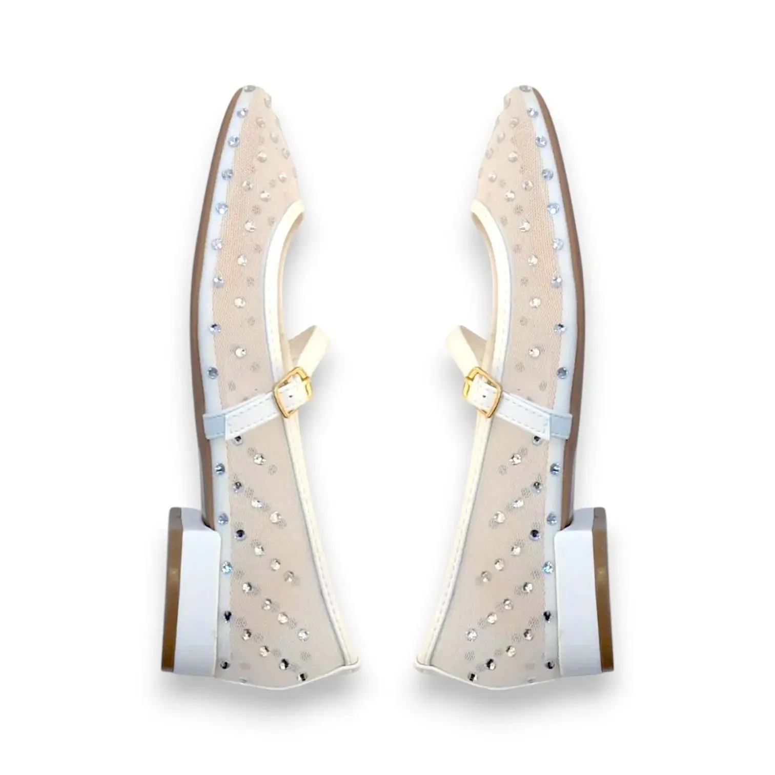 Women Mesh Flats Studded Sandals