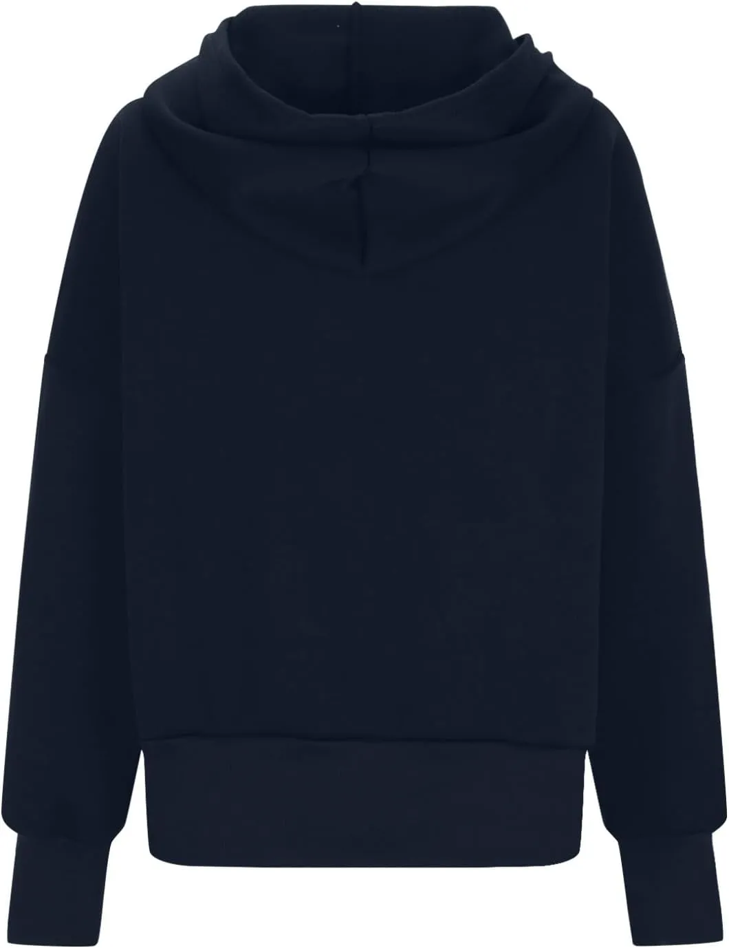 Women Trendy Cropped Hoodie Drop-shoulder Sleeve Fleece Sweatshirt Solid Color Full-zip Pullover Casual Fall Outfit