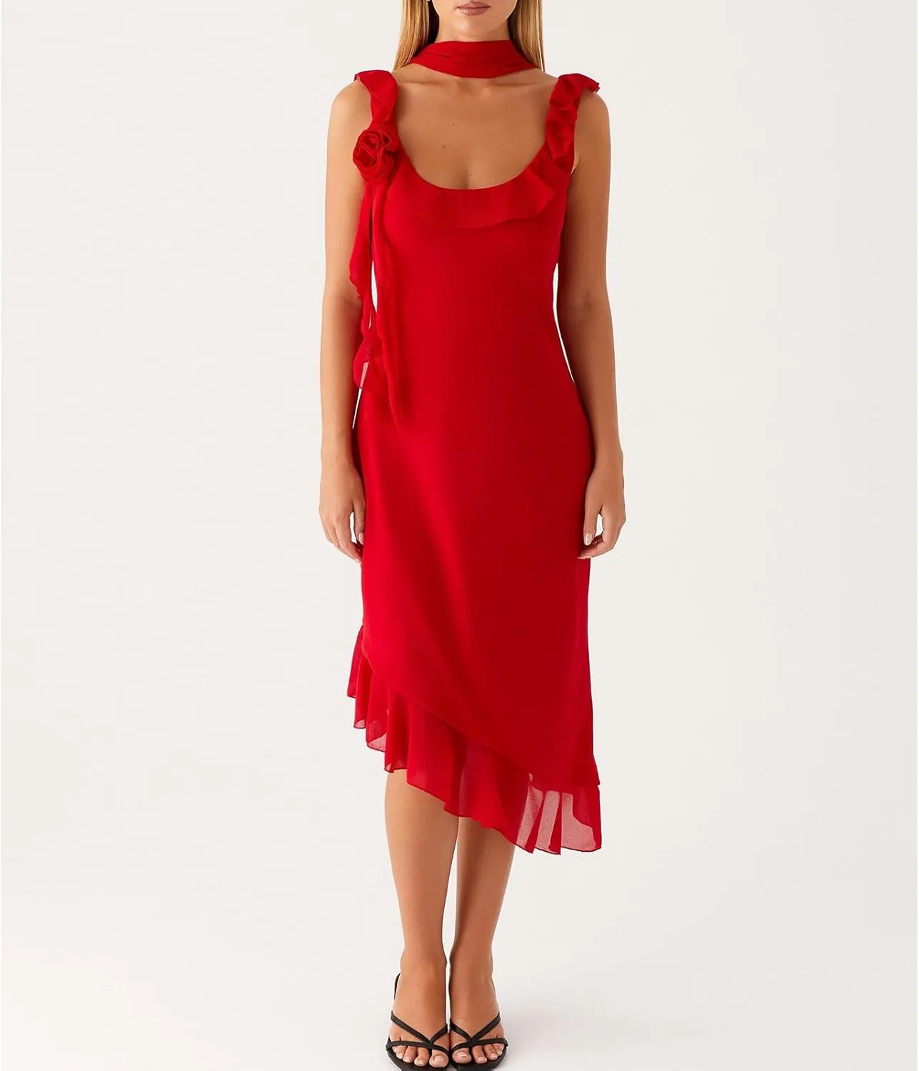 Women Y2k High Slit Maxi Dress Ruffle Floral Ptint Backless Sleeveless Strapless Dresses Sexy Mesh Bodycon Sundress
