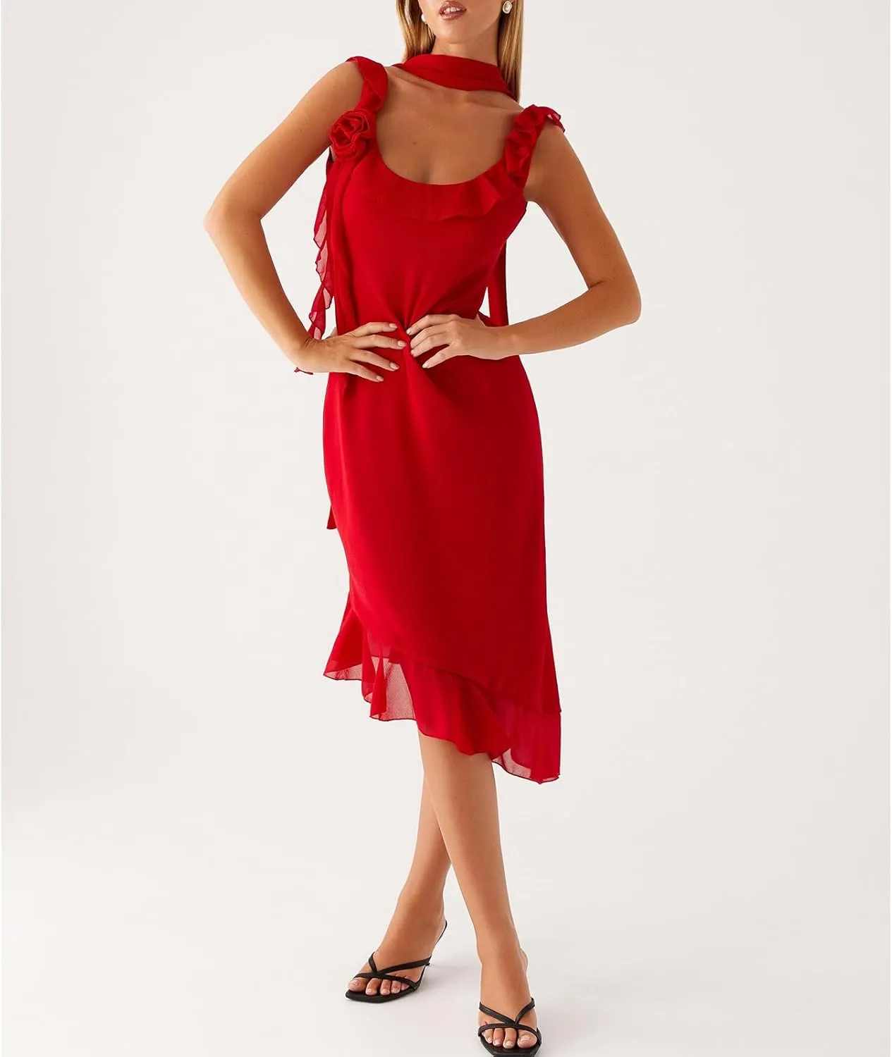 Women Y2k High Slit Maxi Dress Ruffle Floral Ptint Backless Sleeveless Strapless Dresses Sexy Mesh Bodycon Sundress