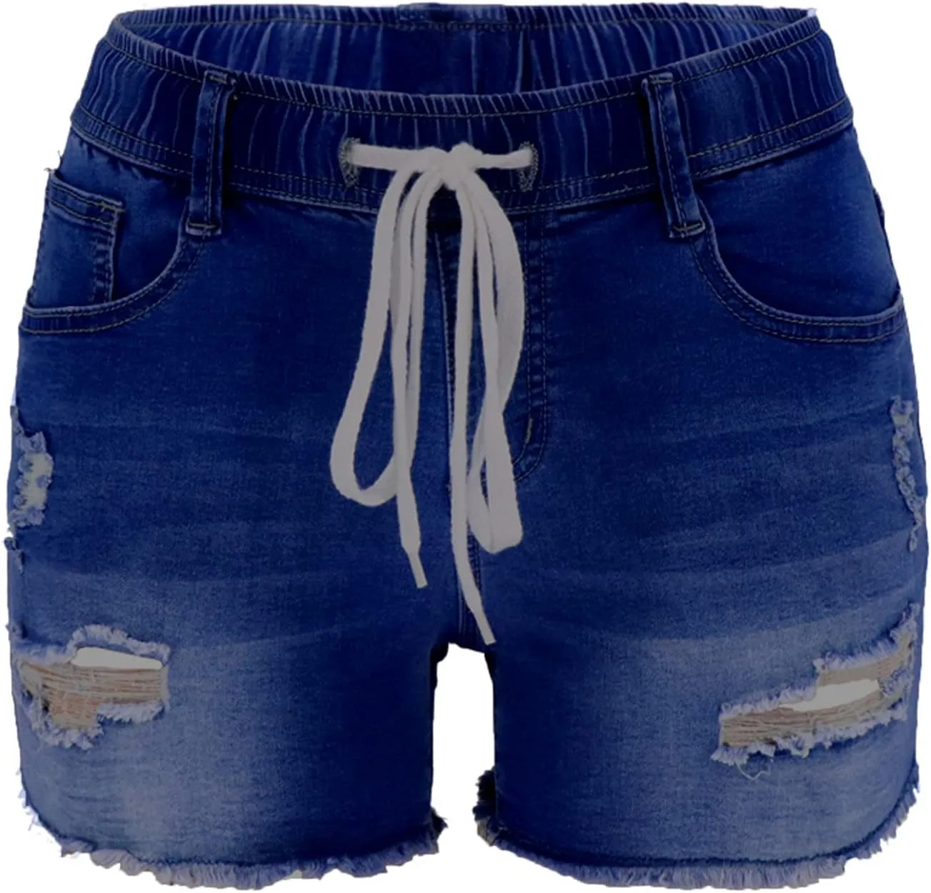 Women's Casual Stretchy Denim Shorts High Waisted Folded Hem Jeans Shorts