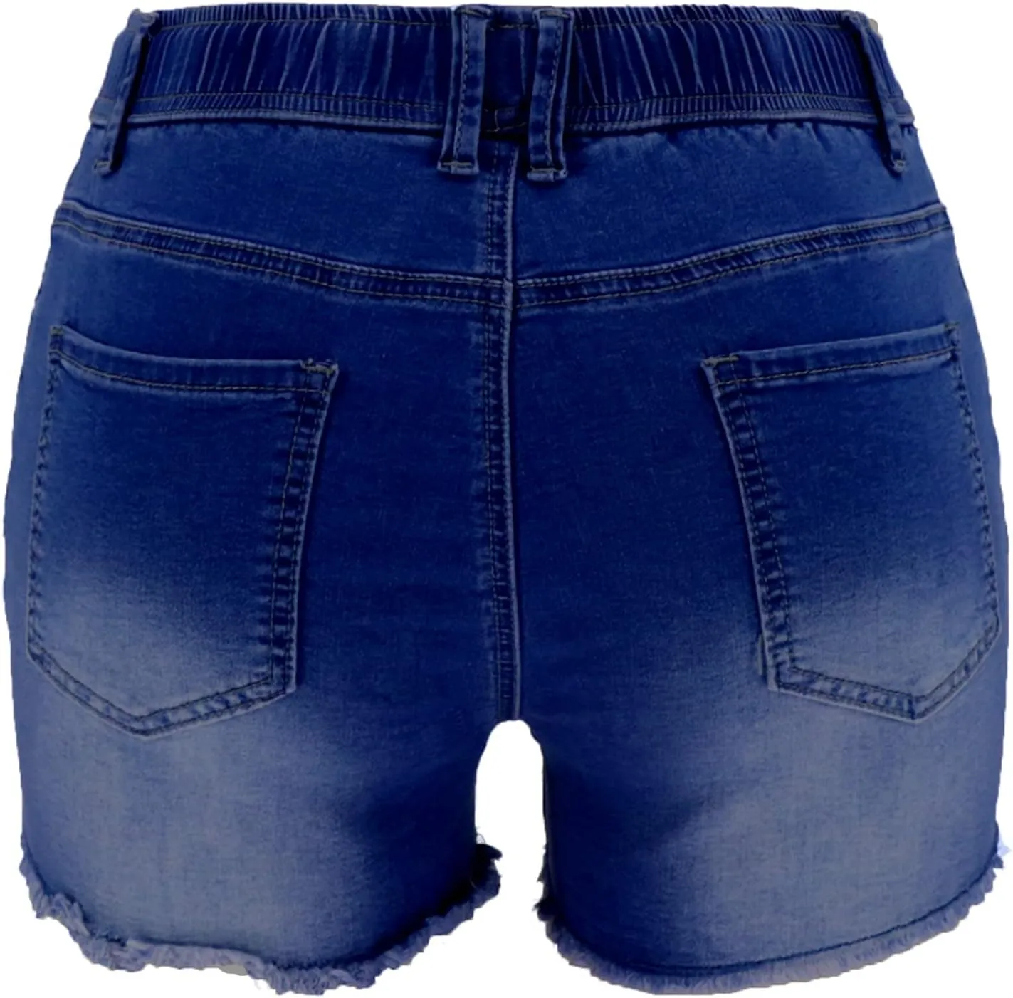 Women's Casual Stretchy Denim Shorts High Waisted Folded Hem Jeans Shorts
