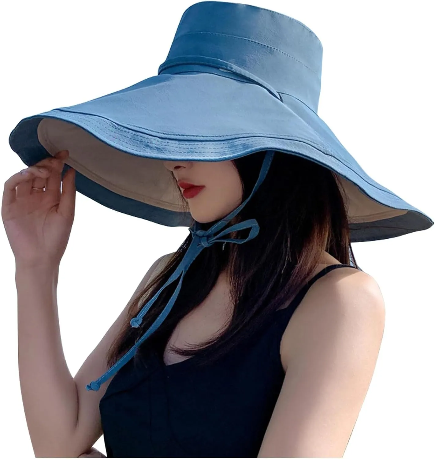 Women's Foldable Floppy Reversible Travel Beach Sun Visor Hat Wide Brim UPF 50  Breathable Sun Hat Casual Trendy