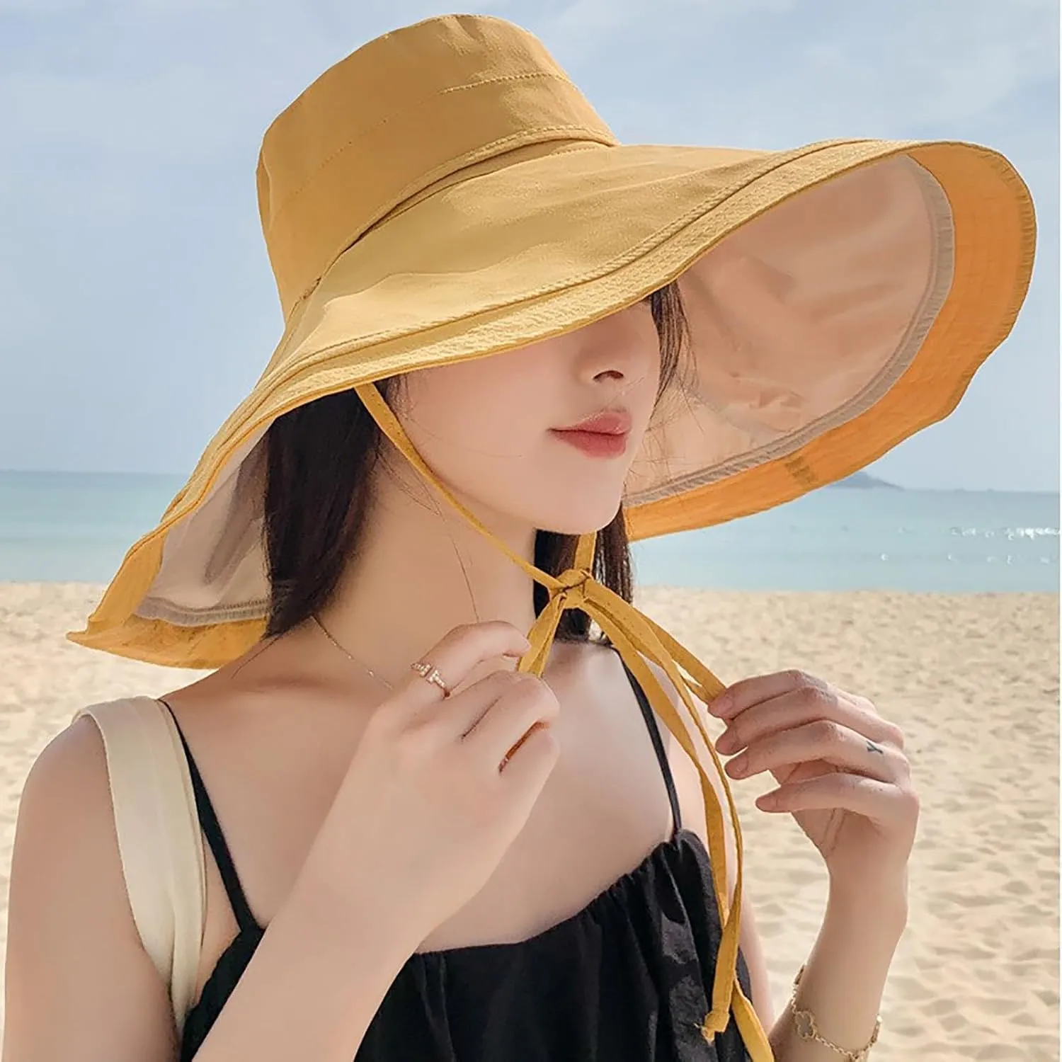 Women's Foldable Floppy Reversible Travel Beach Sun Visor Hat Wide Brim UPF 50  Breathable Sun Hat Casual Trendy